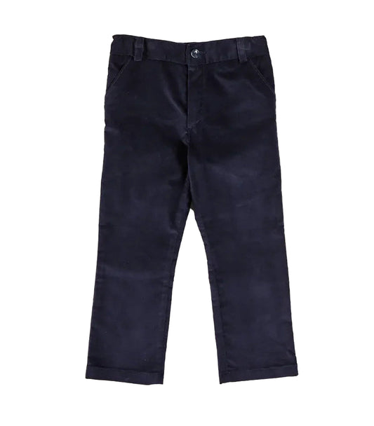 Pepa London Velvet Pocket Chino Trousers in Navy