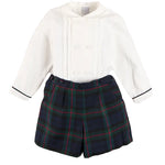 Pepa London Kinnerton Tartan Peter Pan Collar Long Sleeve Two Piece Set in Green