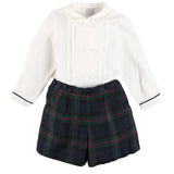 Pepa London Kinnerton Tartan Peter Pan Collar Long Sleeve Two Piece Set in Green