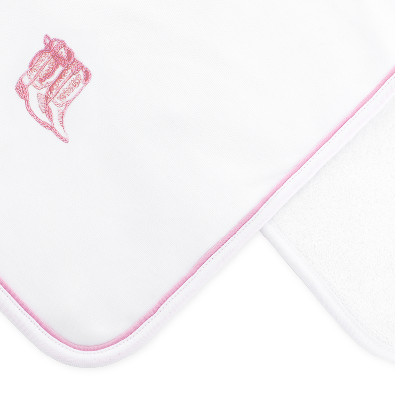Magnolia Baby Darling Cowboy Boots Burp Cloth- Pink