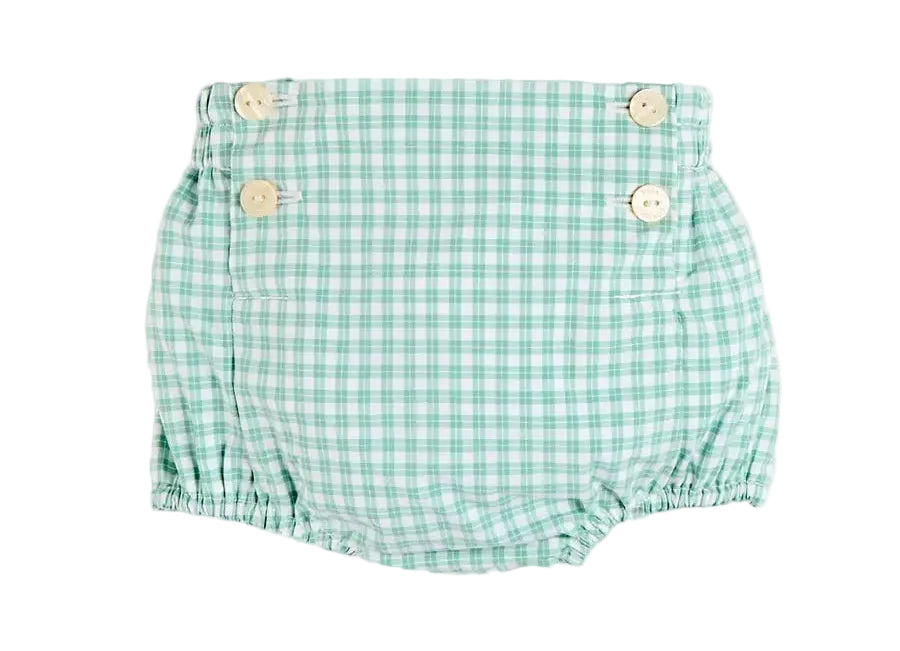 Pepa London Lucas Check Button Detail Bloomers in Green