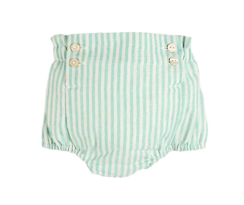 Pepa London Wimbledon Stripe Button Detail Bloomers in Green