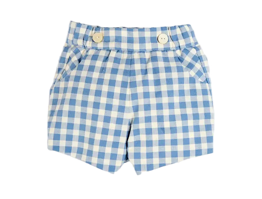 Pepa London Darby Gingham Button Detail Bloomers in Blue