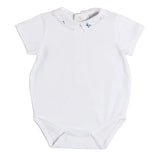 Pepa London Plane Embroidery Short Sleeve Bodysuit in White