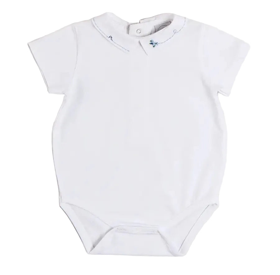 Pepa London Plane Embroidery Short Sleeve Bodysuit in White