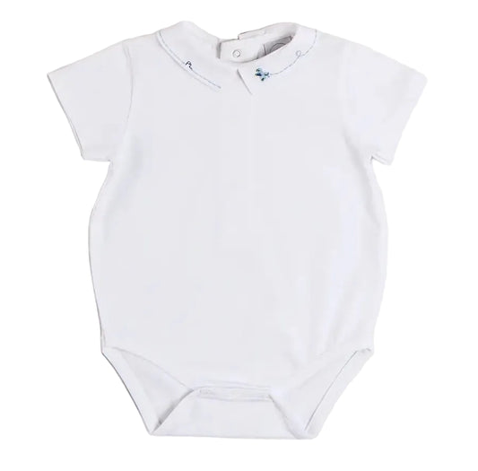 Pepa London Plane Embroidery Short Sleeve Bodysuit in White