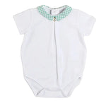 Pepa London Lucas Check Button Detail Bodysuit in Green