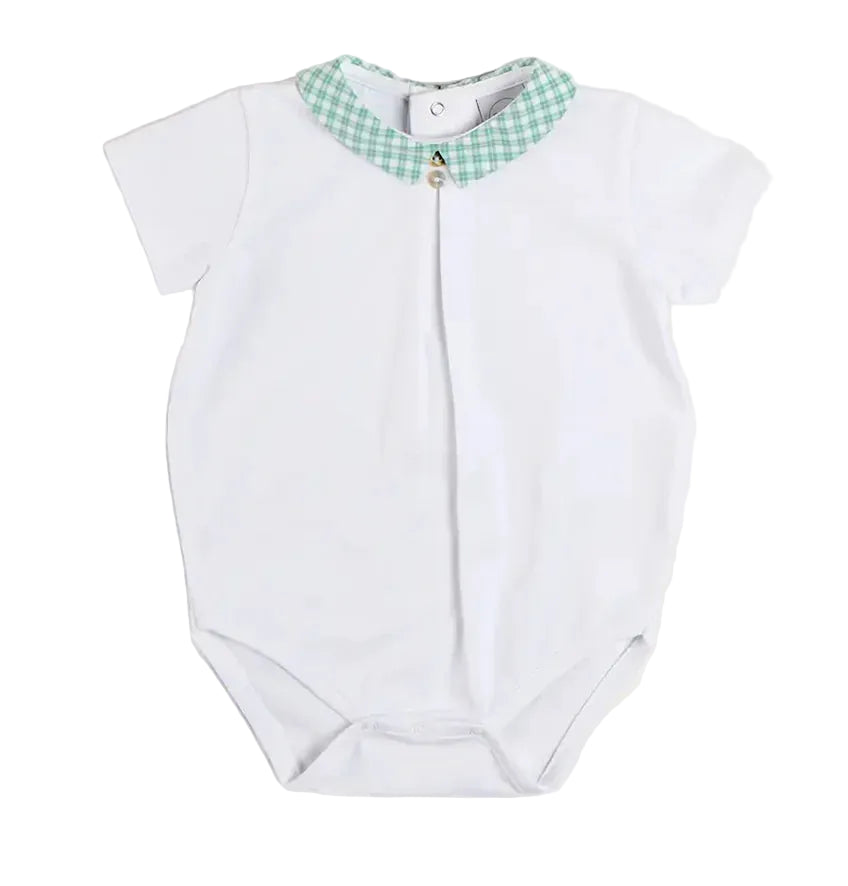 Pepa London Lucas Check Button Detail Bodysuit in Green