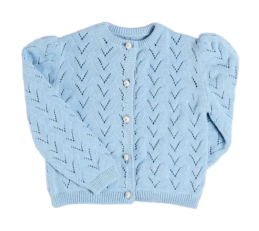 Pepa London Openwork Cotton Cardigan in Sky Blue