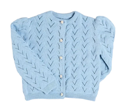 Pepa London Openwork Cotton Cardigan in Sky Blue