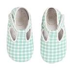 Pepa London Lucas Check T-Bar Pram Shoes in Green