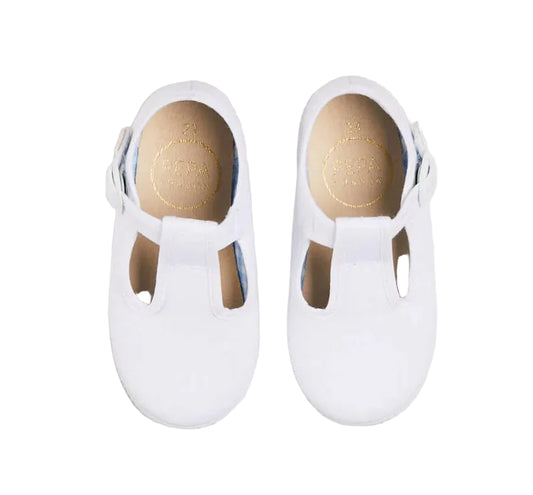 Pepa London Woven T-Bar Baby Shoes in White