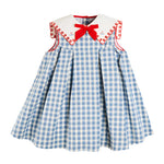 Pepa London Blue Embroidered Gingham Sleeveless Dress