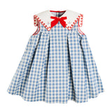 Pepa London Blue Embroidered Gingham Sleeveless Dress
