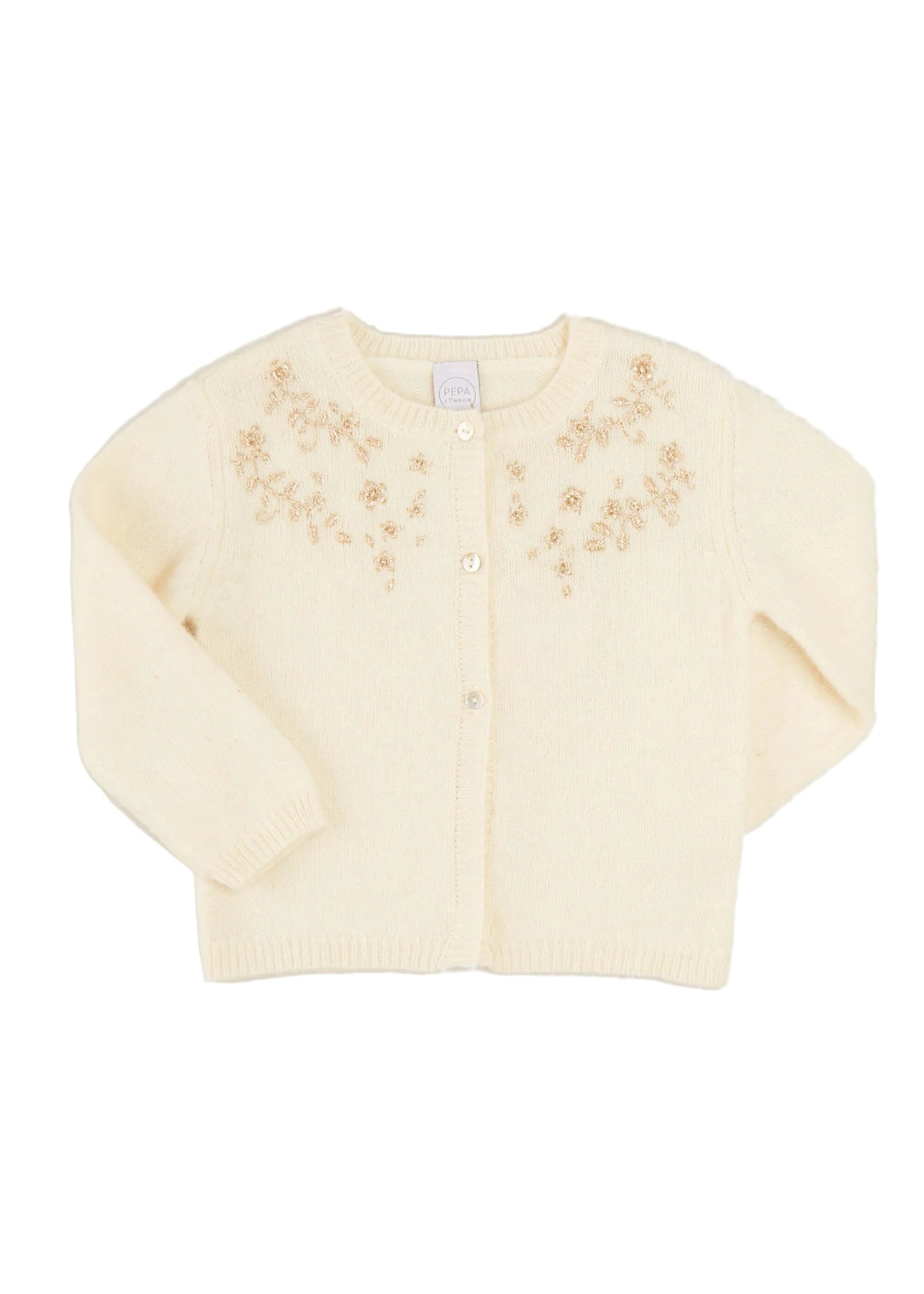 Pepa London Gold Embroidered Cardigan In Cream