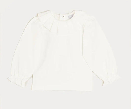 Pepa London Ruffle Collar Long Sleeve Top In Cream