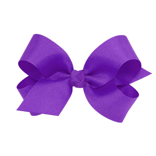 Wee Ones Large Grosgrain Hair Bow with Center Knot - Delphinium Purple