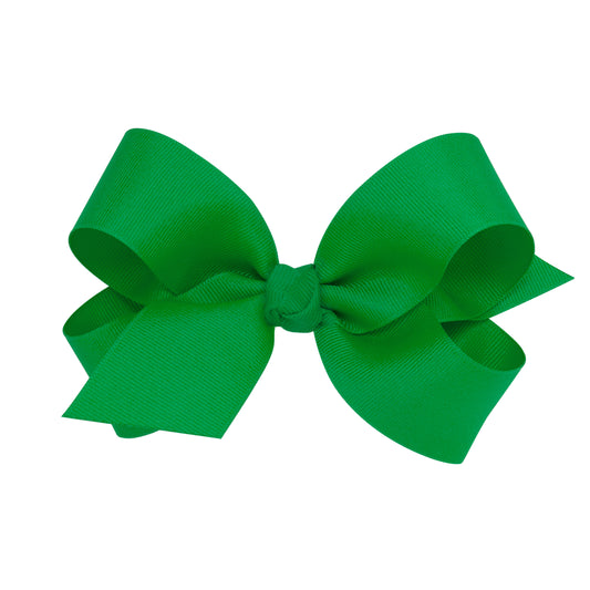 Wee Ones Large Grosgrain Hair Bow with Center Knot - Green