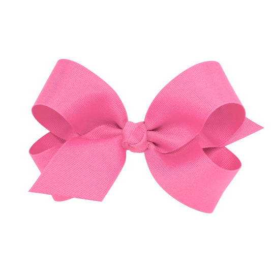 Large Grosgrain Hair Bow with Center Knot - Hot Pink