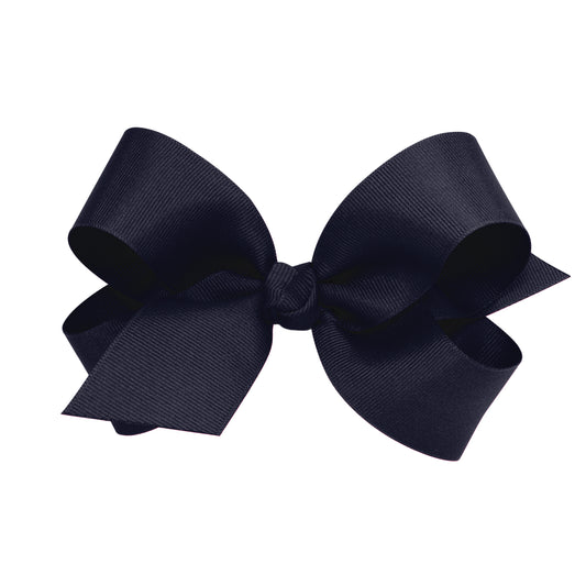 Wee Ones Large Grosgrain Hair Bow with Center Knot - Navy