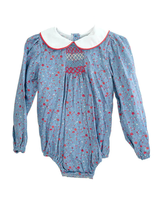 Ruth and Ralph Blue Floral Smocked Emmie Bubble