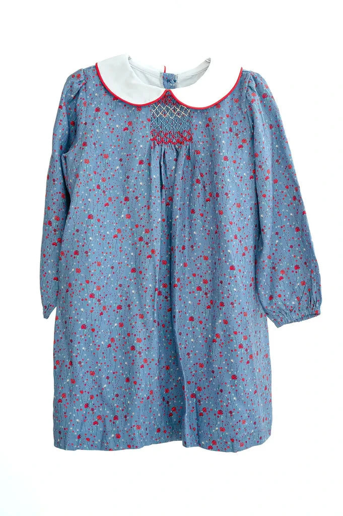 Ruth and Ralph Blue Floral Smocked Sadie Dress