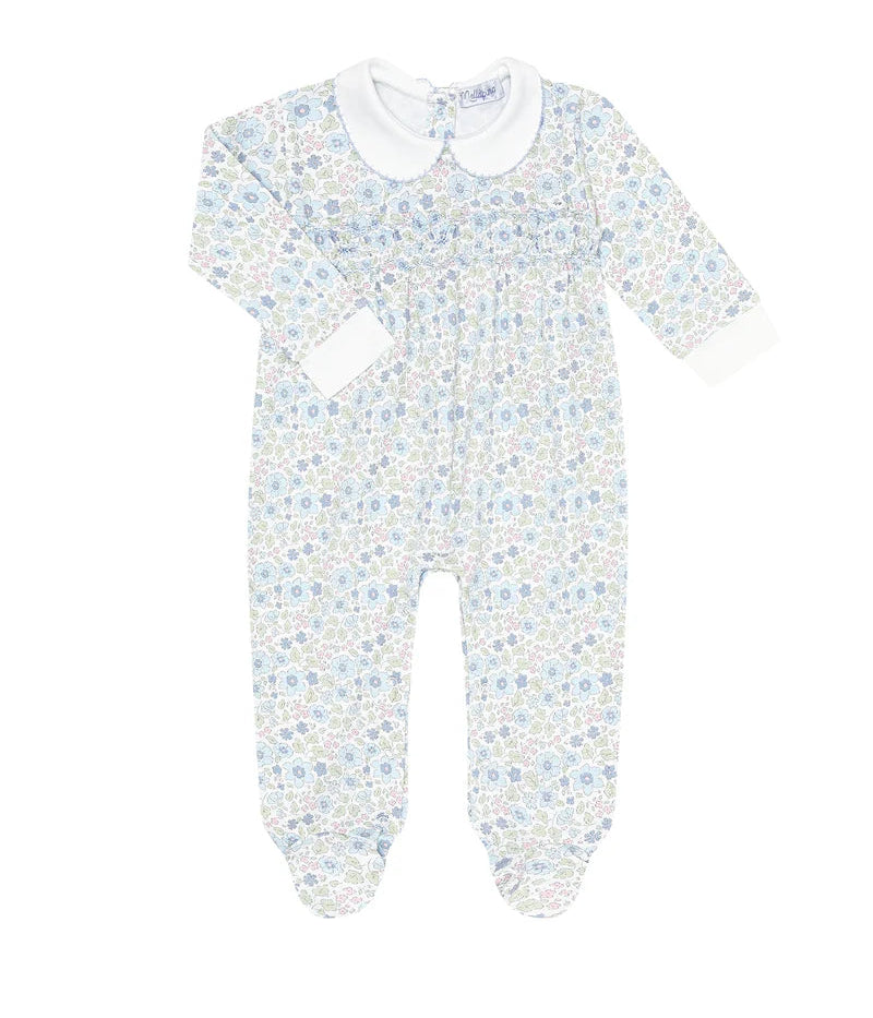 Nellapima Blue Meadow Smocked Footie