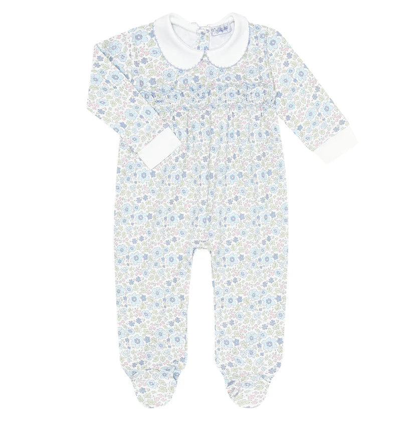 Nellapima  Blue Meadow Smocked Footie 