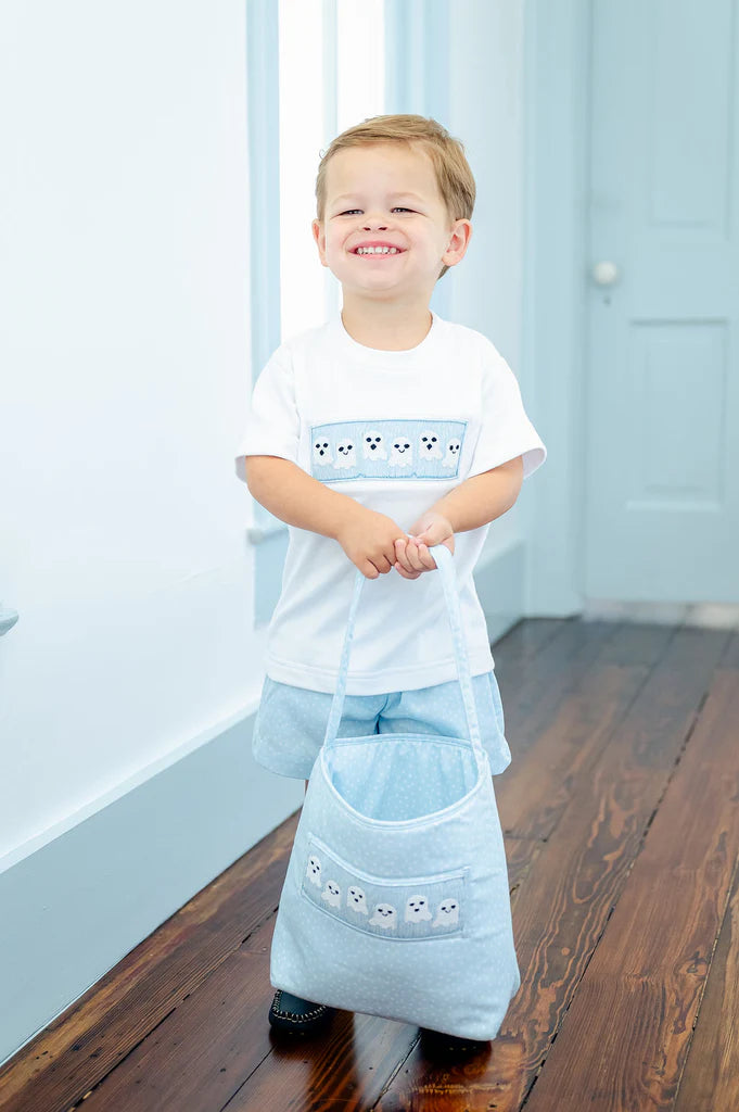 Ruth and Ralph Blue Ghosts Smocked Treat Bag 