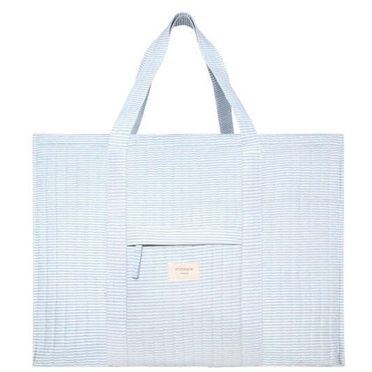 Minnow Powder Blue Stripe Overnighter Tote