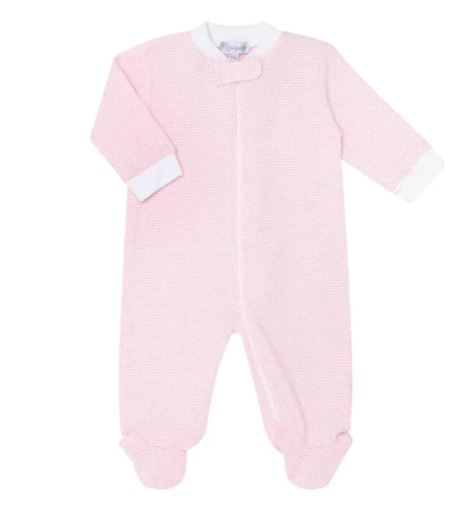 Nella Pima Bubble Zipper Footie - Pink