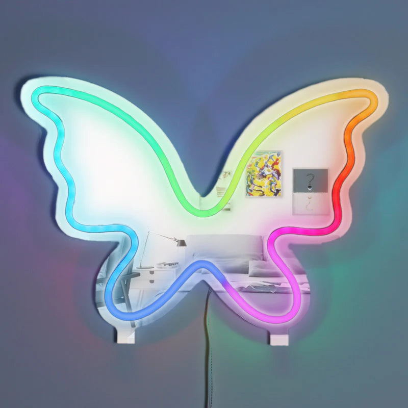 Trend Tech Neon Butterfly Sign and Mirror