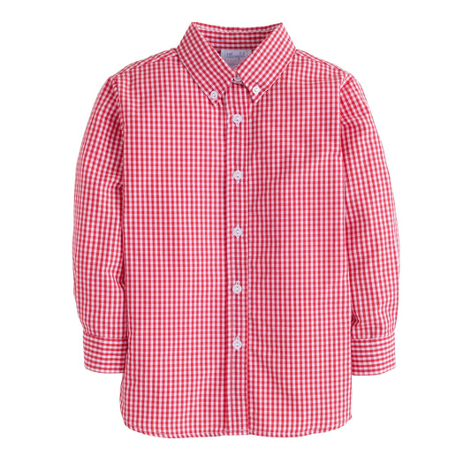 Little English Button Down Shirt - Red Gingham