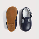 Navy Leather T Bar Baby Shoes