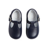 Pepa London Navy Leather T Bar Baby Shoes