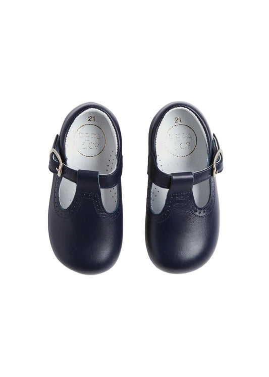 Pepa London Navy Leather T Bar Baby Shoes