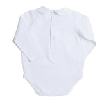 Pepa London White Peter Pan Collar Long Sleeve Pleated Bib Bodysuit