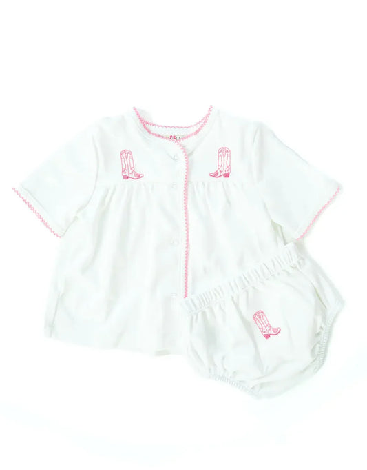 Ruth and Ralph Pink Cowgirl Boots Layette Set