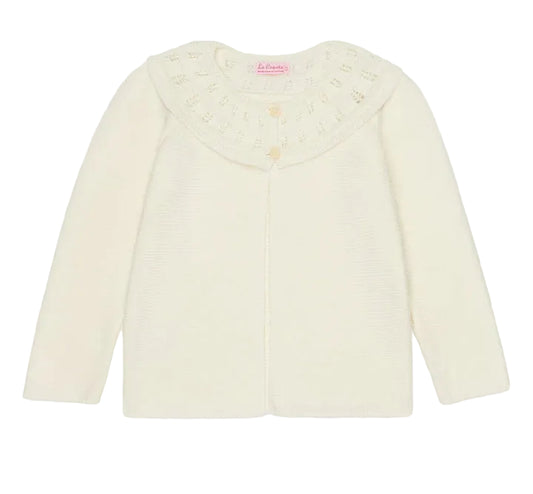 La Coqueta Ivory Baena Cotton Girl Cardigan