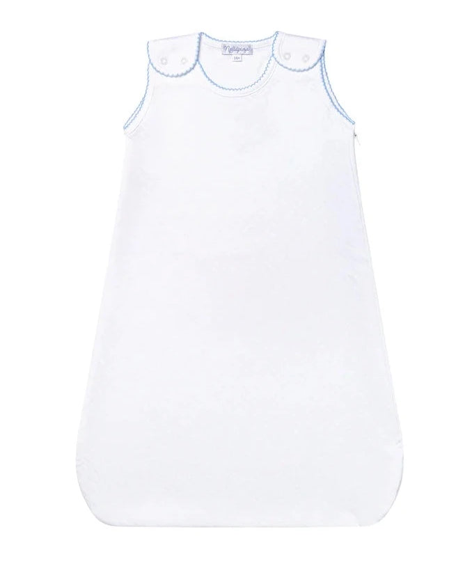 Nellapima Basket Weave Quilted Baby Sack- Blue Picot Trim 