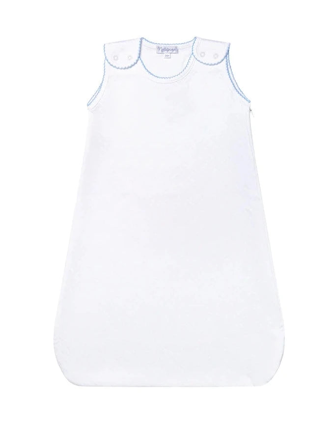Nellapima Basket Weave Quilted Baby Sack- Blue Picot Trim 