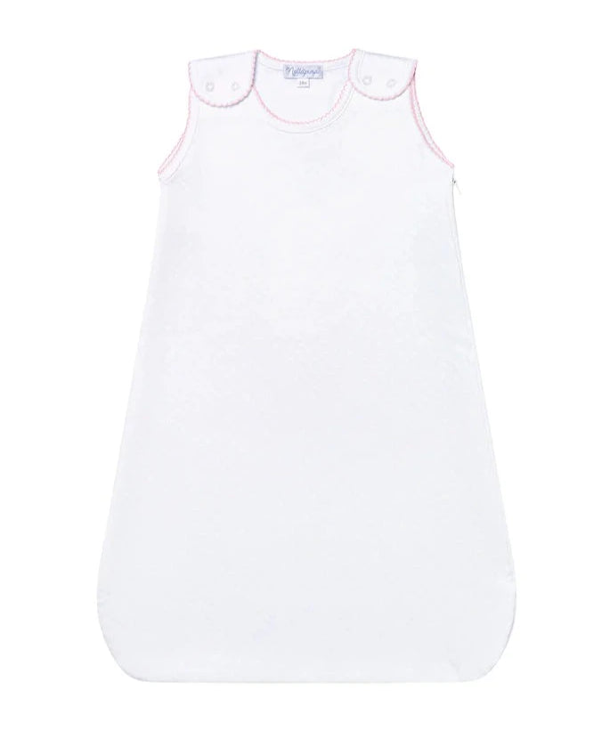 Nellapima Basket Weave Quilted Baby Sack- Pink Picot Trim