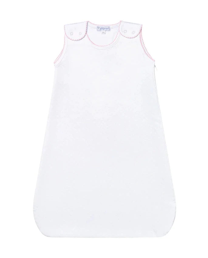 Nellapima Basket Weave Quilted Baby Sack- Pink Picot Trim