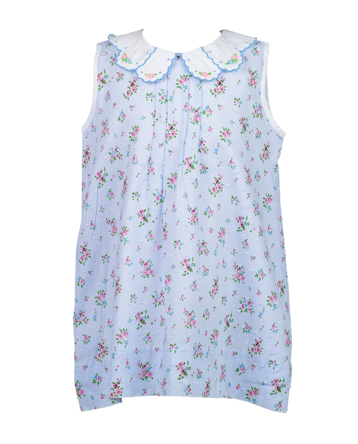 The Proper Peony Bea Blue Floral Dotted Swiss Dress