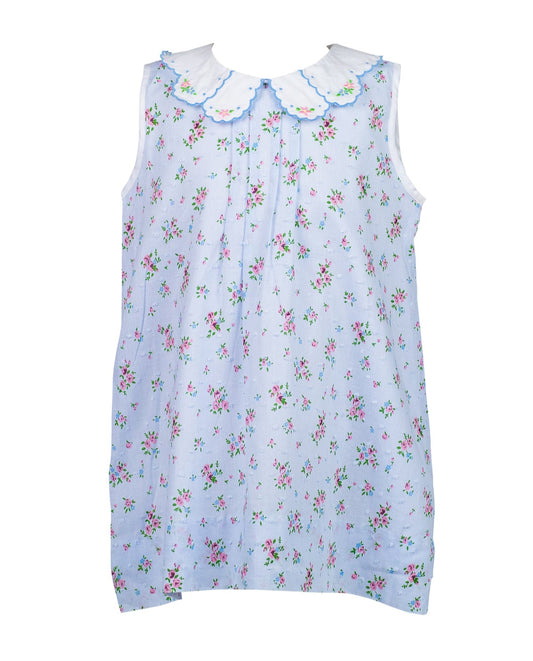 The Proper Peony Bea Blue Floral Dotted Swiss Dress