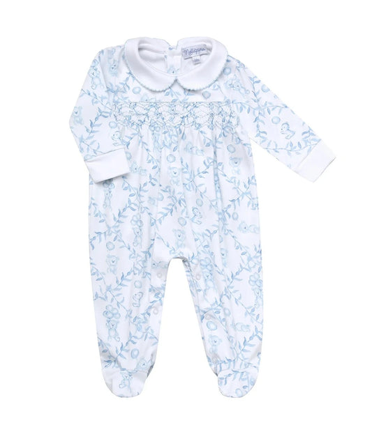 Nellapima Blue Bears Trellace Smocked Footie