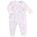 Nellapima Pink Bears Trellace Smocked Footie