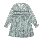 La Coqueta Green Floral Belia Girl Smocked Dress