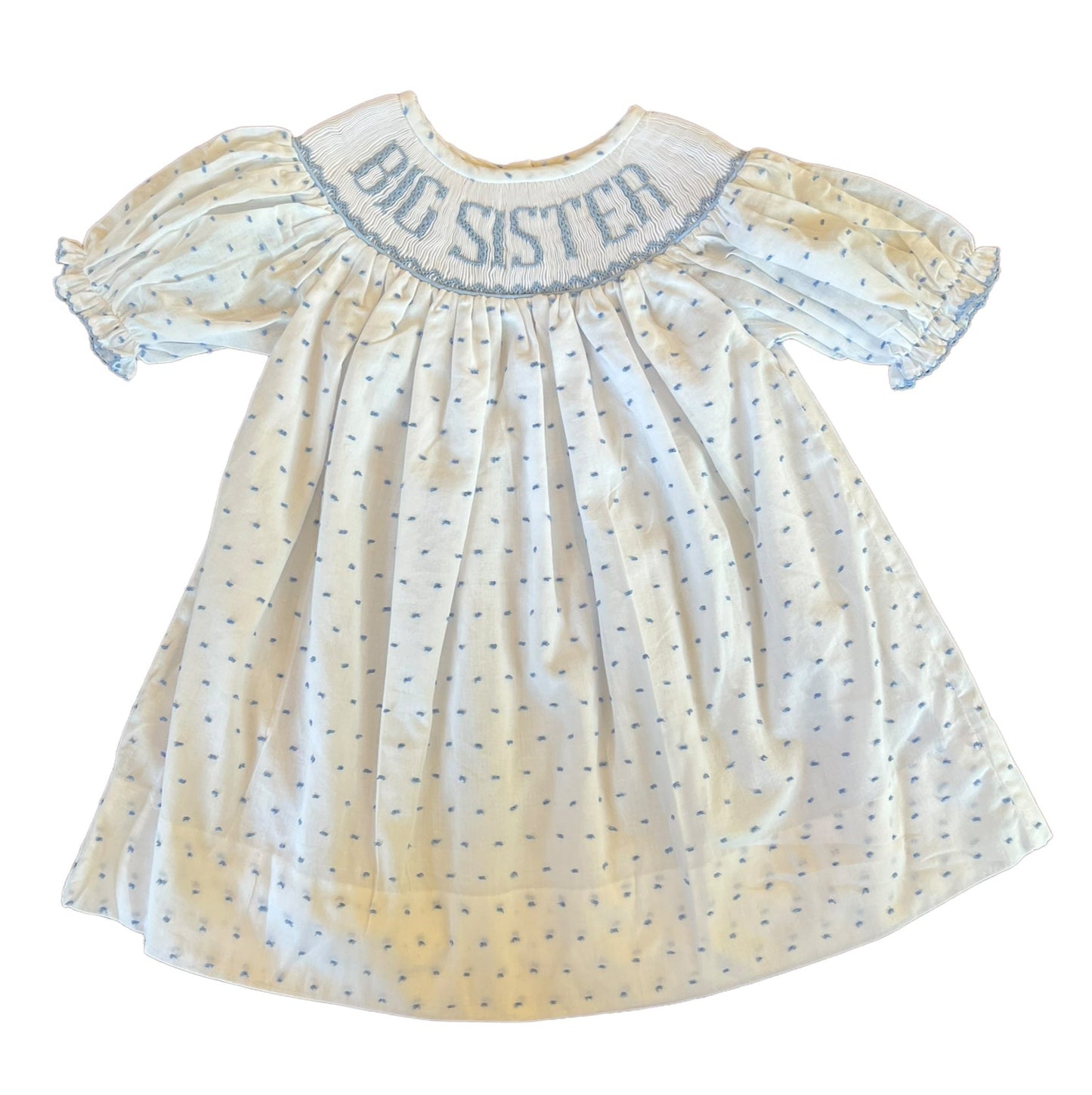 Shop Teeta Big Sister Dress- Blue Swiss Dot