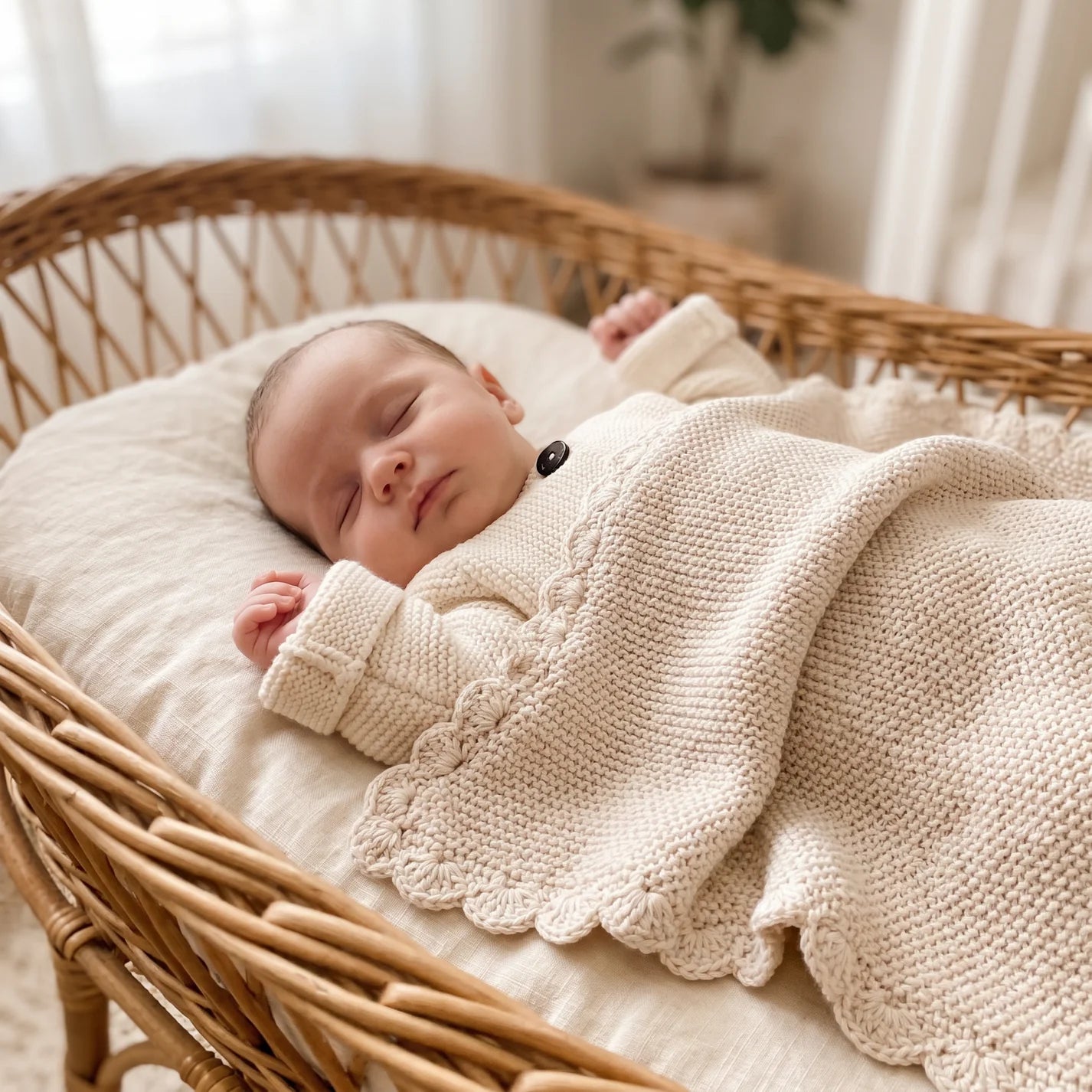 Alimrose Mini Moss Stitch Baby Blanket- Natural